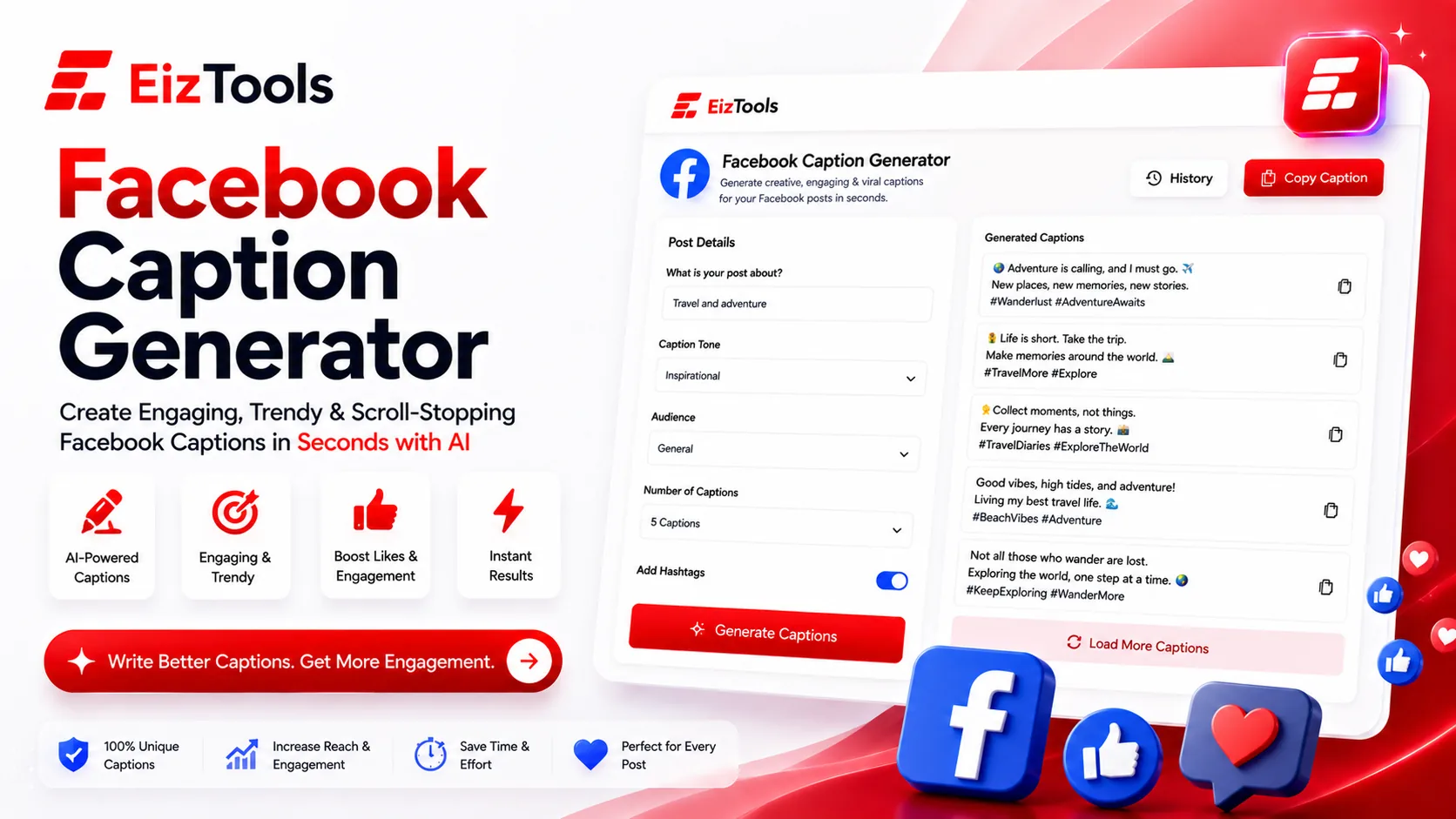 Facebook Caption Generator — Captions that stop the scroll