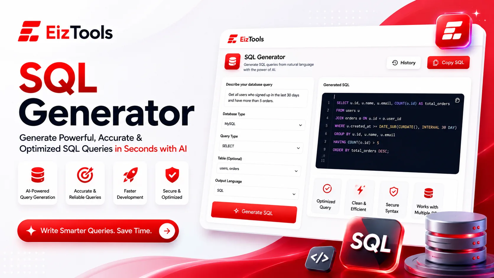 SQL Generator — Plain English to SQL, fast