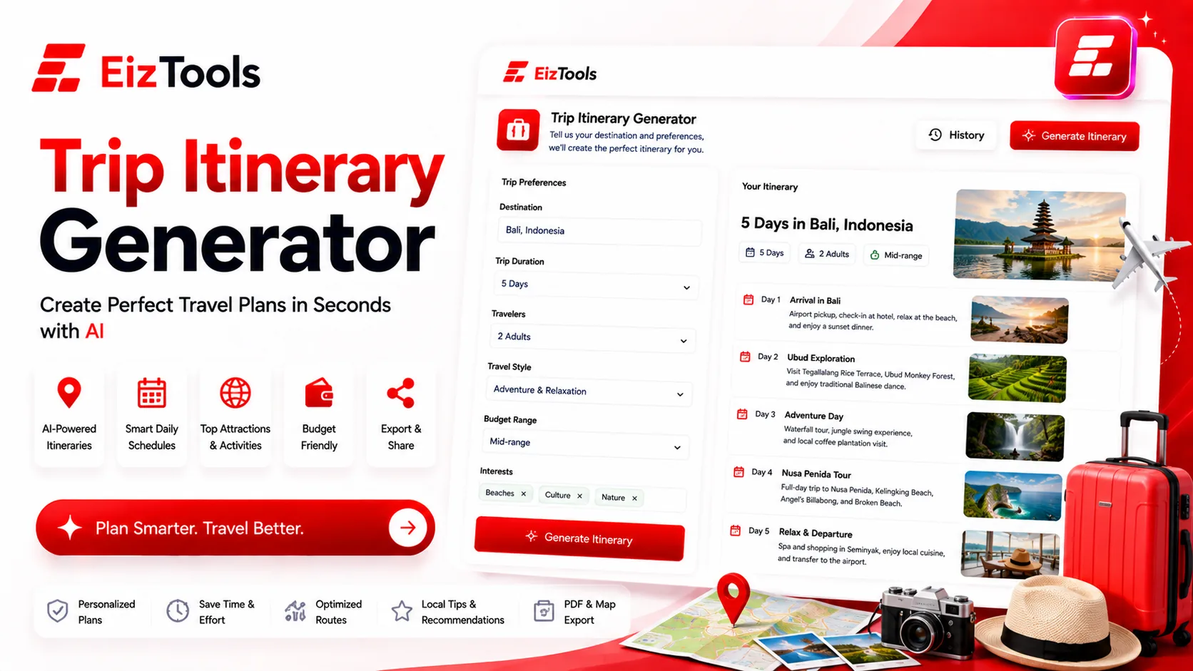 Trip Itinerary Generator — Day-by-day travel planning